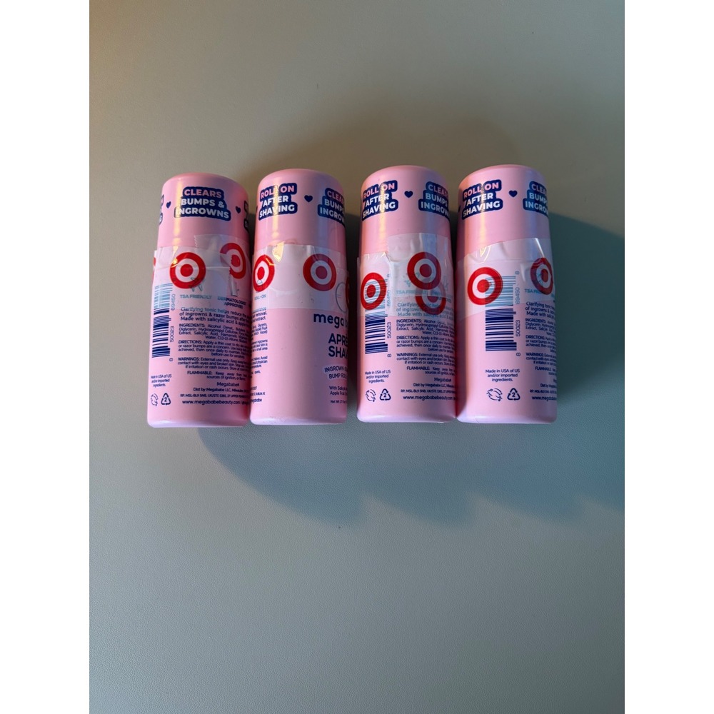 Megababe Apres Shave Ingrown & Razor Bump Roll-On Salicylic Acid 1.7oz 4 Pack